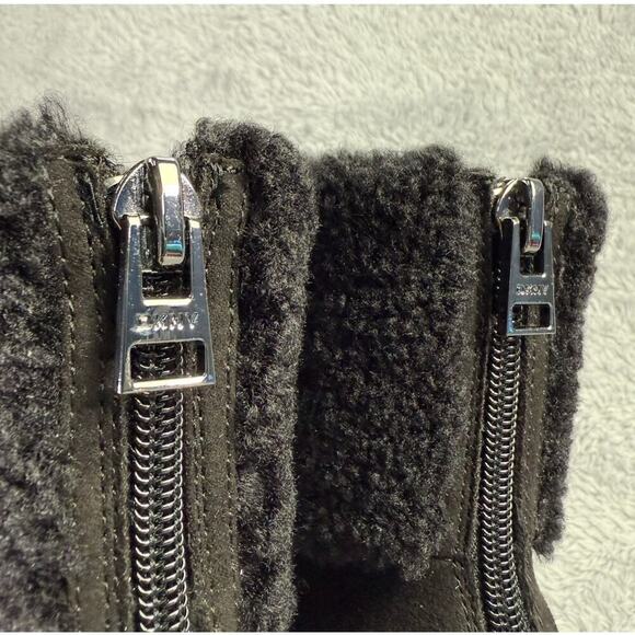 DKNY Powell Wedge Bootie Women's Black Ankle Boot Faux Shearling Size 6.5 - Picture 9 of 12